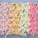 Artificial Flower Rattan Single 1.8m 135pcs Flowers Head Vivid Decorative Silk Plastic Hanging Fake Rattan for Decoration White