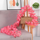 1.8m 256 Simulated Artificial Sakura Flower Garland Hanging Vines for Spring Home Room Wedding Party Decor Rose Red