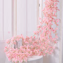 1.8m 256 Simulated Artificial Sakura Flower Garland Hanging Vines for Spring Home Room Wedding Party Decor Light Pink