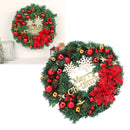Christmas Wreath Snow Pine Cone Xmas Ball Wreath for Indoor Outdoor Holiday Decorations