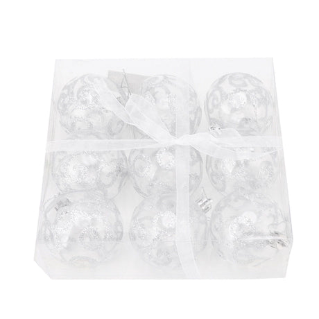9Pcs Christmas Ball Ornaments Exquisite Plastic Shatterproof Hanging Christmas Tree Ornaments for Home Silver