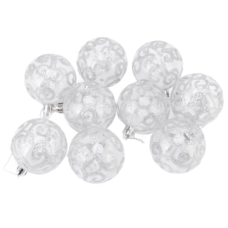 9Pcs Christmas Ball Ornaments Exquisite Plastic Shatterproof Hanging Christmas Tree Ornaments for Home Silver