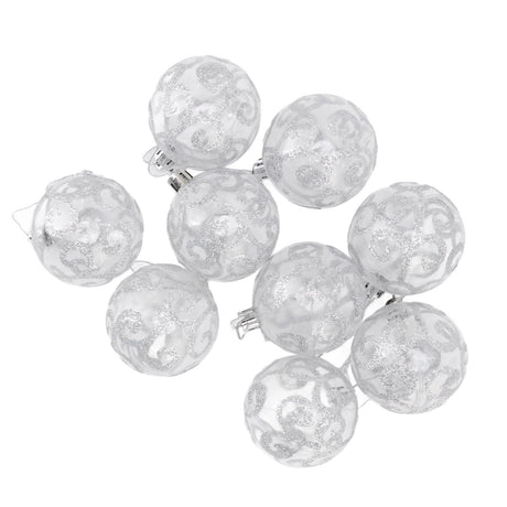 9Pcs Christmas Ball Ornaments Exquisite Plastic Shatterproof Hanging Christmas Tree Ornaments for Home Silver