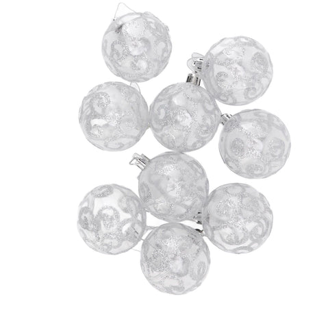 9Pcs Christmas Ball Ornaments Exquisite Plastic Shatterproof Hanging Christmas Tree Ornaments for Home Silver