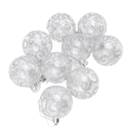 9Pcs Christmas Ball Ornaments Exquisite Plastic Shatterproof Hanging Christmas Tree Ornaments for Home Silver