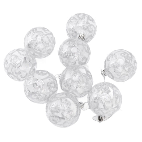 9Pcs Christmas Ball Ornaments Exquisite Plastic Shatterproof Hanging Christmas Tree Ornaments for Home Silver