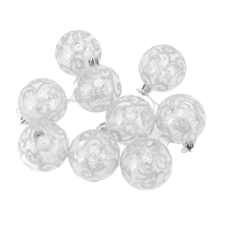 9Pcs Christmas Ball Ornaments Exquisite Plastic Shatterproof Hanging Christmas Tree Ornaments for Home Silver