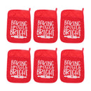 6Pcs Christmas Pot Holders with Pocket Heat Resistant Hot Pad Oven Mitts Cookie Bag Christmas Pot Rack Baking Kit