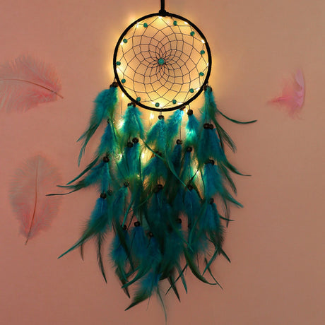 Wall Hanging Dream Catcher with Light Feather Wind Chime Decorative Lamp Home Furnishing Decoration