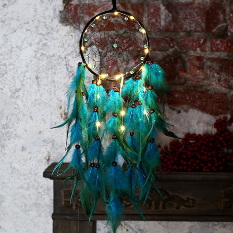 Wall Hanging Dream Catcher with Light Feather Wind Chime Decorative Lamp Home Furnishing Decoration