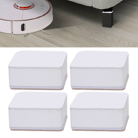 Carbon Steel Furniture Risers Self Adhesive Furniture Lift Anti Slip Low Noise Bed Lifter with Felt Pad for Sofa Couch White