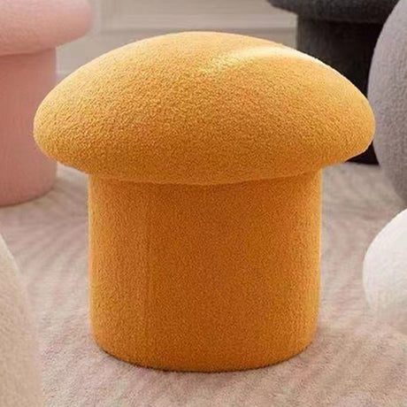 Sofa Bench Simple Modern Elastic Comfortable Soft Round Pine Wooden Foot Stool for Home Decoration Yellow