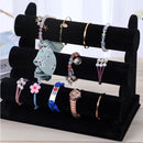 Velvet Jewelry Tower 3 Layers Watch Bracelet Holder Necklace Jewelry Display Stand Black Jewelry Stand