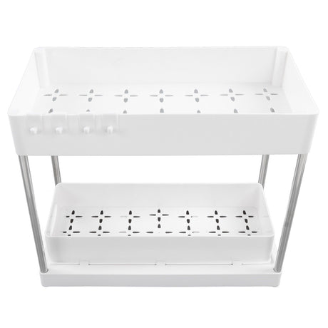 Slide Out Storage Baskets ABS Under Sink Organizer Cabinet Sliding Drawers for Kitchen Bathroom Cosmetic Storage White