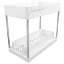 Slide Out Storage Baskets ABS Under Sink Organizer Cabinet Sliding Drawers for Kitchen Bathroom Cosmetic Storage White