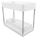 Slide Out Storage Baskets ABS Under Sink Organizer Cabinet Sliding Drawers for Kitchen Bathroom Cosmetic Storage White