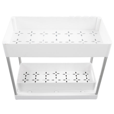 Slide Out Storage Baskets ABS Under Sink Organizer Cabinet Sliding Drawers for Kitchen Bathroom Cosmetic Storage White