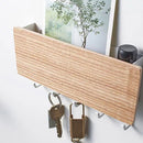 Japanese Wall Mounted Key Holder Wood with 5 Hooks Punch Free Multifunction Key Hanger for Home Natural Wood Color