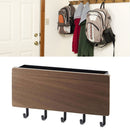 Japanese Wall Mounted Key Holder Wood with 5 Hooks Punch Free Multifunction Key Hanger for Home Walnut Color