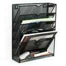 5 Tier Wall File Organizer Vertical Placement Glossy Edges Wall Mount File Holder with Hanging Hole for Office Black