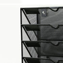5 Tier Wall File Organizer Vertical Placement Glossy Edges Wall Mount File Holder with Hanging Hole for Office Black