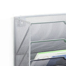 5 Tier Wall File Organizer Vertical Placement Glossy Edges Wall Mount File Holder with Hanging Hole for Office Silver