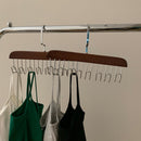 Multifunctional Hanger Punch Free with 8 Hooks Wood and Stainless Steel Cap Holder for Student Dormitory Dark Brown