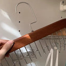 Multifunctional Hanger Punch Free with 8 Hooks Wood and Stainless Steel Cap Holder for Student Dormitory Dark Brown