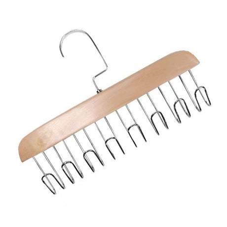 Multifunctional Hanger Punch Free with 8 Hooks Wood and Stainless Steel Cap Holder for Student Dormitory Khaki