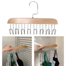 Multifunctional Hanger Punch Free with 8 Hooks Wood and Stainless Steel Cap Holder for Student Dormitory Khaki