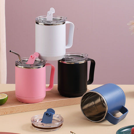 Coffee Mug 460ml 304 Stainless Steel Liner Leakproof Elegant Portable Mug for Outdoor Activities Black