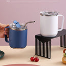 Coffee Mug 460ml 304 Stainless Steel Liner Leakproof Elegant Portable Mug for Outdoor Activities White