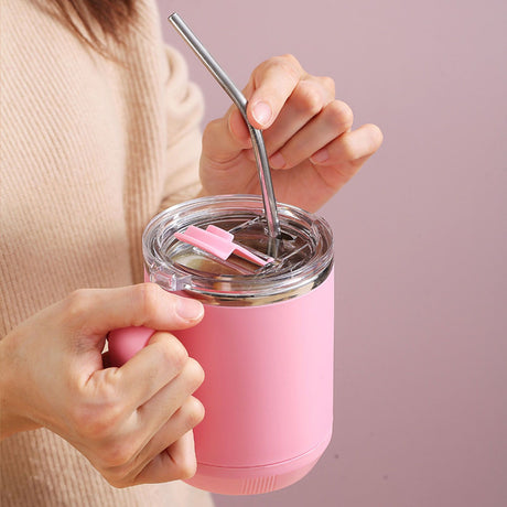 Coffee Mug 460ml 304 Stainless Steel Liner Leakproof Elegant Portable Mug for Outdoor Activities Pink