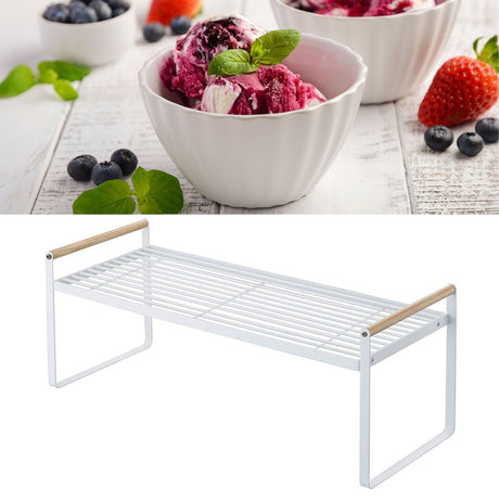 Cabinet Storage Shelf Rack Layered Storage Easy to Install Multifunction Counter Organizer Shelf for Seasoner Bowl Large White