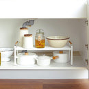 Cabinet Storage Shelf Rack Layered Storage Easy to Install Multifunction Counter Organizer Shelf for Seasoner Bowl Large White