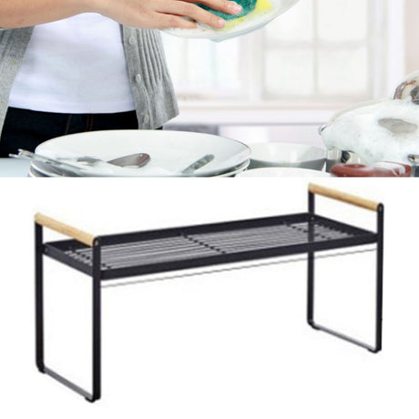 Cabinet Storage Shelf Rack Layered Storage Easy to Install Multifunction Counter Organizer Shelf for Seasoner Bowl Small Black