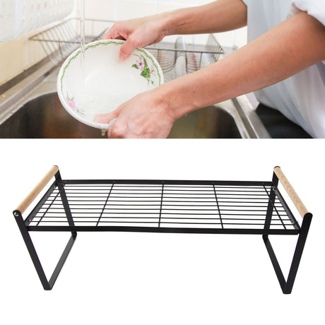 Cabinet Storage Shelf Rack Layered Storage Easy to Install Multifunction Counter Organizer Shelf for Seasoner Bowl Large Black