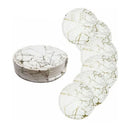7PCS Drink Coaster Reversible Leather Round Platinum Marble Appearance 10cm Cup Mat for Home