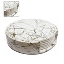 7PCS Drink Coaster Reversible Leather Round Platinum Marble Appearance 10cm Cup Mat for Home