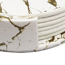 7PCS Drink Coaster Reversible Leather Round Platinum Marble Appearance 10cm Cup Mat for Home