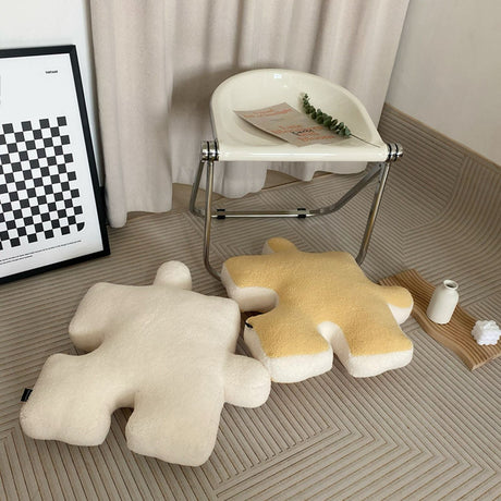 Plush Throw Pillow Ultra Soft Cushion Puzzle Special Shaped for Sofa Bed Window Home Decor Yellow