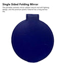 Single Sided Folding Circular Mirror Plastic Portable Compact Cosmetic Pocket Mirror Blue