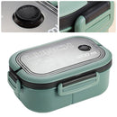 1200ml Bento Lunch Box Double Layer Insulation Lunch Box Container with Fork Spoon for Students Office Workers Green