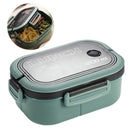 1200ml Bento Lunch Box Double Layer Insulation Lunch Box Container with Fork Spoon for Students Office Workers Green