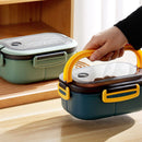 1200ml Bento Lunch Box Double Layer Insulation Lunch Box Container with Fork Spoon for Students Office Workers Green