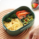1200ml Bento Lunch Box Double Layer Insulation Lunch Box Container with Fork Spoon for Students Office Workers Green