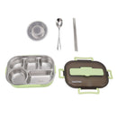 Lunch Container Box Stainless Steel Thermal Lunch Storage Box with Soup Bowl Chopsticks Spoon for Adults Children Green