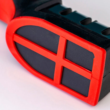 Handheld Knife Sharpening Tool 3 Segments Red and Black Multipurpose Knife Sharpener for Kitchen