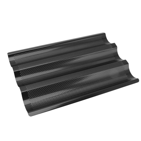 Baguette Pan Stainless Steel U Shape Uniform Heating Perforated Design French Bread Baking Pan for Home Baguette