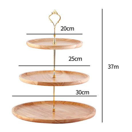 Fruit Plate Wood Natural Textured Simple Elegant Strong Durable Food Tray Cake Fruit Serving Tray 20+25+30cm Three Layers